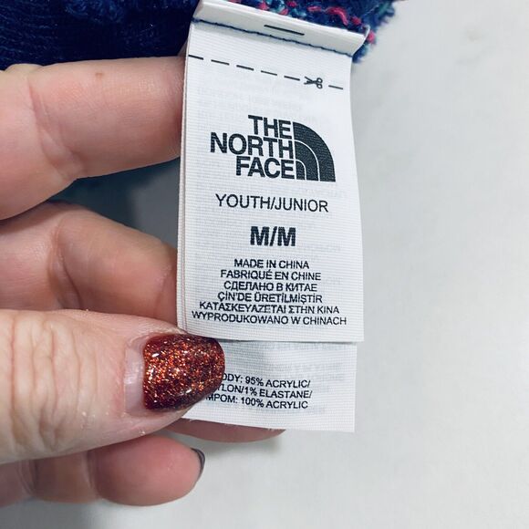 The North Face Girls M Beanie Hat Fleece Lined Pom Fuchsia Pink Bright Snow Ski - Picture 3 of 7